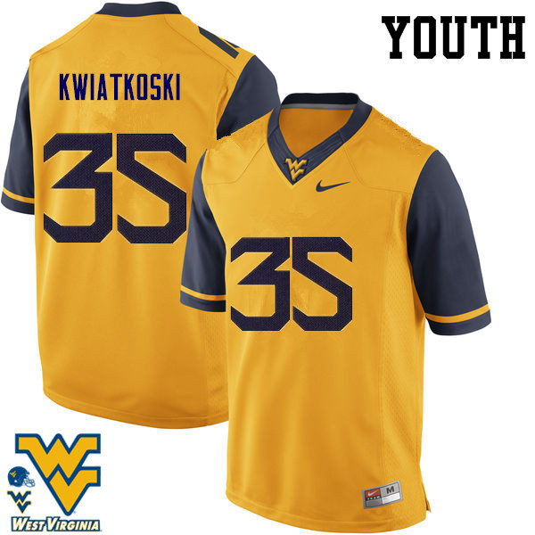 NCAA Youth Nick Kwiatkoski West Virginia Mountaineers Gold #35 Nike Stitched Football College Authentic Jersey AK23W46DP